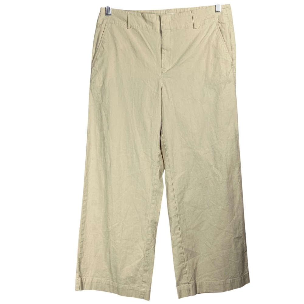 Ann Taylor Loft Slim Wide Leg Crop Pants Sz 10 Khaki Neutral Preppy Conservative